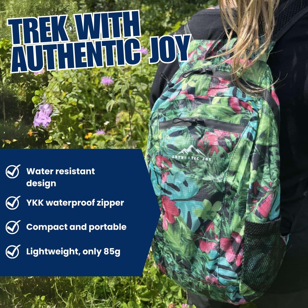 Authentic Joy 20L Water Resistant Lightweight Hiking Daypack, Packable Backpack, Multiple Colors (Green)
