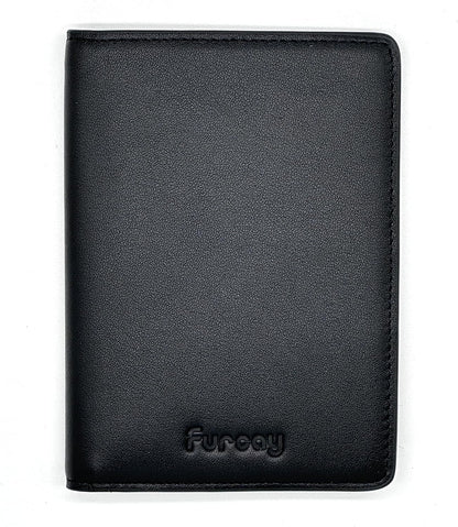 Slim Nappa Leather RFID blocking Passport Cover for Men and Women (Black/Gray)