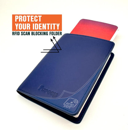 Slim Nappa Leather RFID blocking Passport Cover for Men and Women (Black/Gray)