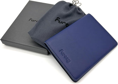 Slim Nappa Leather RFID blocking Passport Cover for Men and Women (Black/Gray)