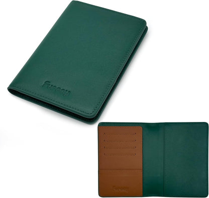Slim Nappa Leather RFID blocking Passport Cover for Men and Women (Black/Gray)