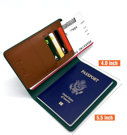 Slim Nappa Leather RFID blocking Passport Cover for Men and Women (Black/Gray)