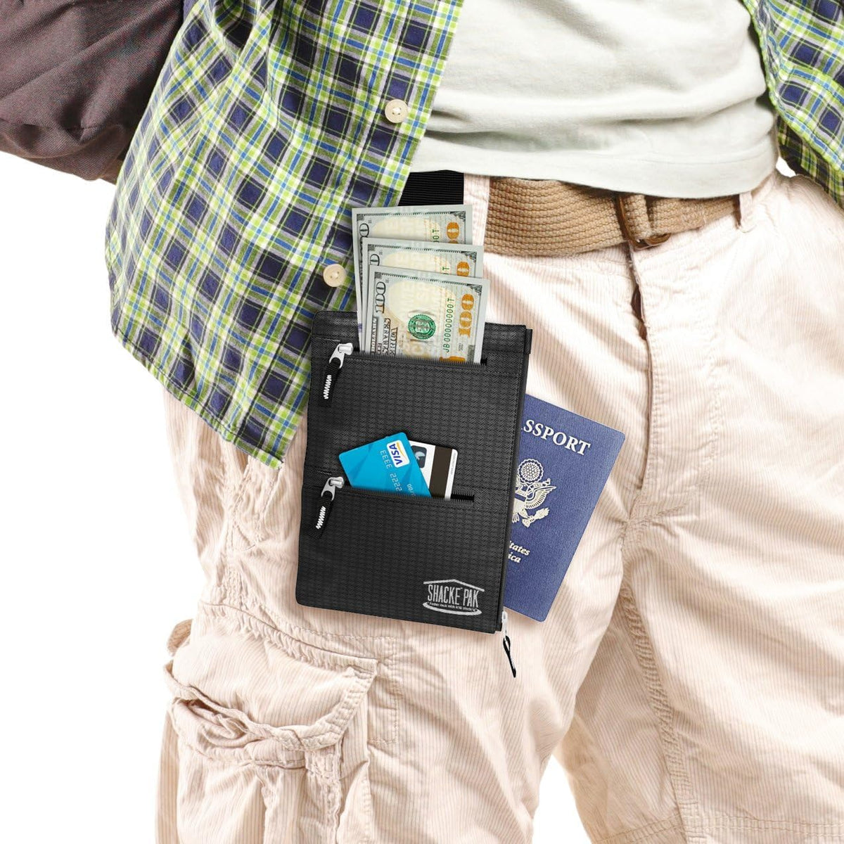 Hidden Travel Belt Wallet w/RFID Blocker