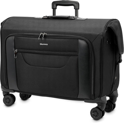 22 Inch Rolling Garment Bags for Business Trips | built-in hanging clothes, 4 spinner wheels, carry on luggage, men women, for business travel