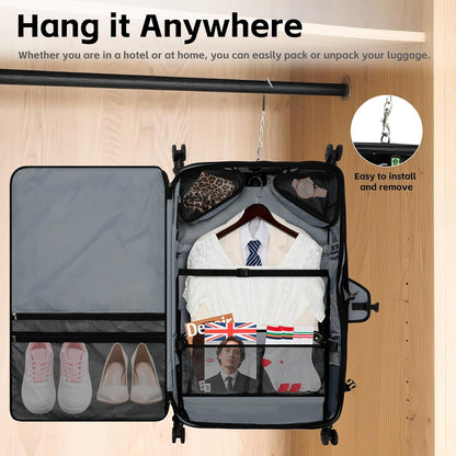 22 Inch Rolling Garment Bags for Business Trips | built-in hanging clothes, 4 spinner wheels, carry on luggage, men women, for business travel