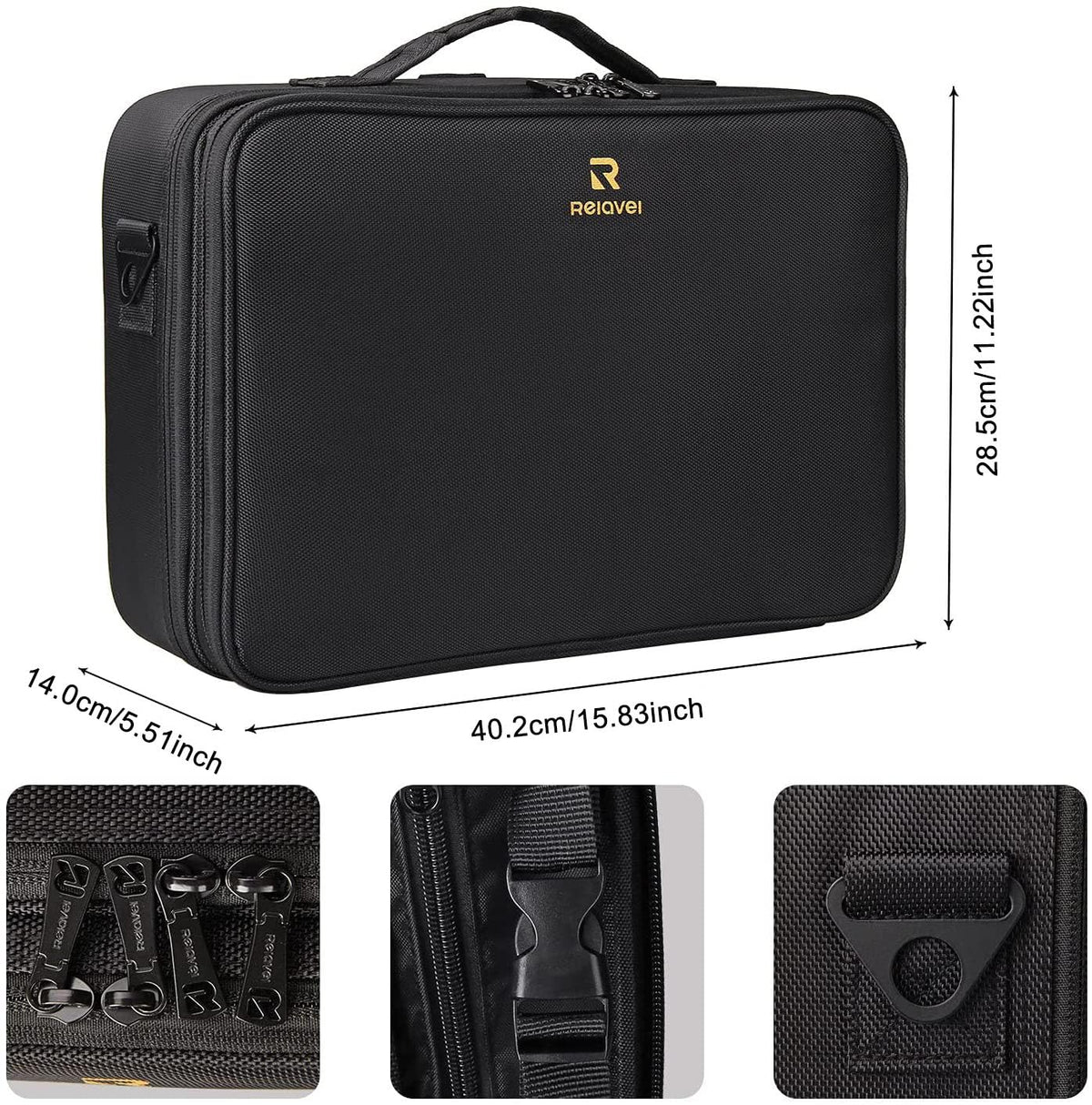 Large Makeup Case, 3 Layers Makeup Bag Cosmetic Organizer Brush Bag Barber Train Case Makeup Artist Box for Hair Curler Hair Straightener Brush Set and Cosmetics