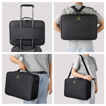 Large Makeup Case, 3 Layers Makeup Bag Cosmetic Organizer Brush Bag Barber Train Case Makeup Artist Box for Hair Curler Hair Straightener Brush Set and Cosmetics