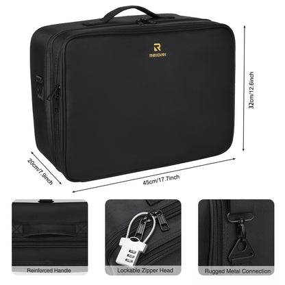 Large Makeup Case, 3 Layers Makeup Bag Cosmetic Organizer Brush Bag Barber Train Case Makeup Artist Box for Hair Curler Hair Straightener Brush Set and Cosmetics