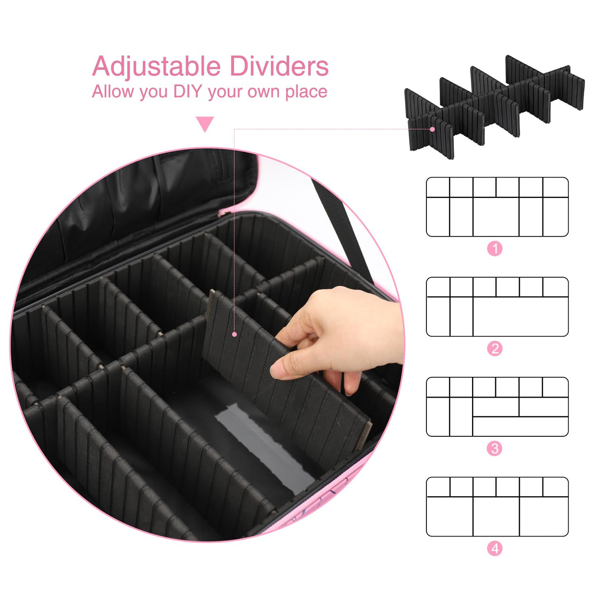 Large Makeup Case, 3 Layers Makeup Bag Cosmetic Organizer Brush Bag Barber Train Case Makeup Artist Box for Hair Curler Hair Straightener Brush Set and Cosmetics