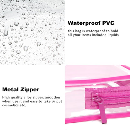 4 Pack Clear Makeup Bags, TSA Approved Toiletry Bag Car Organizer Travel Cosmetic Case Portable Travel Essentials Bags for Toiletries Clear Summer Beach Bag Carry on Airport Airline Compliant Bag