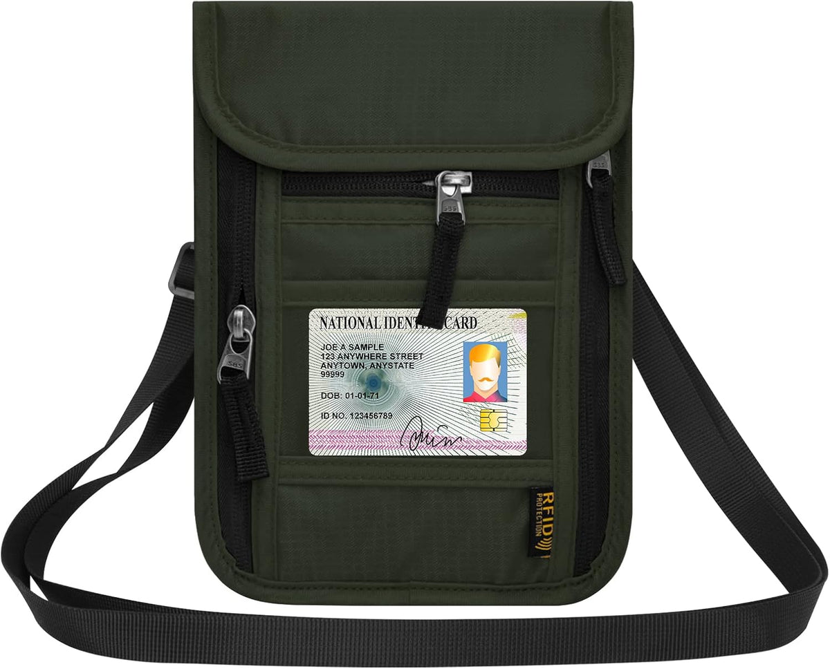 Neck Wallet for Travel,Passport Holder Neck Pouch for Men Women with Adjustable Neck Strap and RFID Blocking
