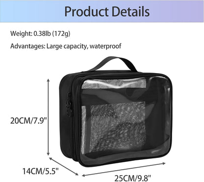 TSA Approved Toiletry Bag, Clear Makeup Bags with Multi Layer Mesh Pockets, Portable Large Capacity PVC Cosmetic Bags with Zipper for Travel Essentials
