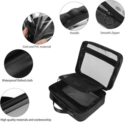 TSA Approved Toiletry Bag, Clear Makeup Bags with Multi Layer Mesh Pockets, Portable Large Capacity PVC Cosmetic Bags with Zipper for Travel Essentials