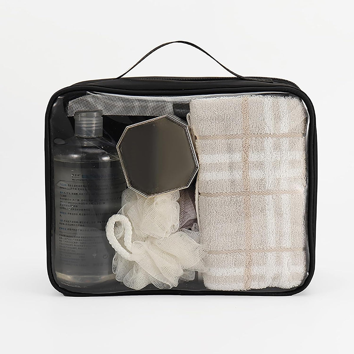 TSA Approved Toiletry Bag, Clear Makeup Bags with Multi Layer Mesh Pockets, Portable Large Capacity PVC Cosmetic Bags with Zipper for Travel Essentials