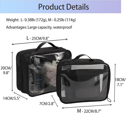 TSA Approved Toiletry Bag, Clear Makeup Bags with Multi Layer Mesh Pockets, Portable Large Capacity PVC Cosmetic Bags with Zipper for Travel Essentials