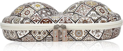 Premium Bra Case Lingerie Travel Bag Zip Underwear Organizer Bag for A-DD Cup (Brown Plaid)