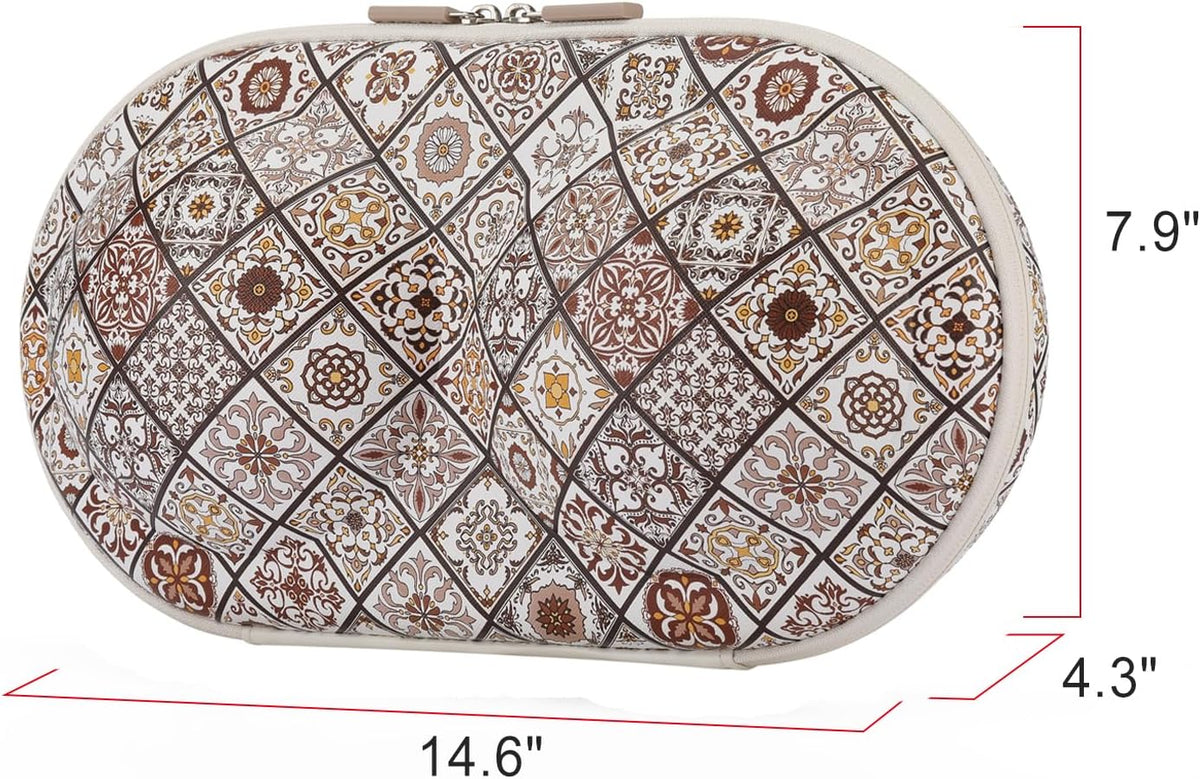 Premium Bra Case Lingerie Travel Bag Zip Underwear Organizer Bag for A-DD Cup (Brown Plaid)
