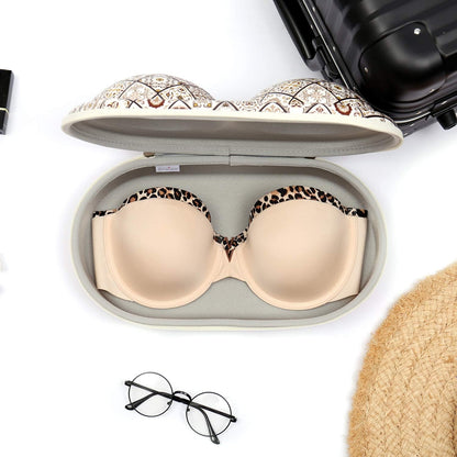 Premium Bra Case Lingerie Travel Bag Zip Underwear Organizer Bag for A-DD Cup (Brown Plaid)