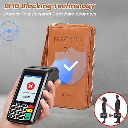 Multi-Functional RFID Passport Holder, Passport Wallet, Anti-Theft Protective Case Travel Wallet for Women Men
