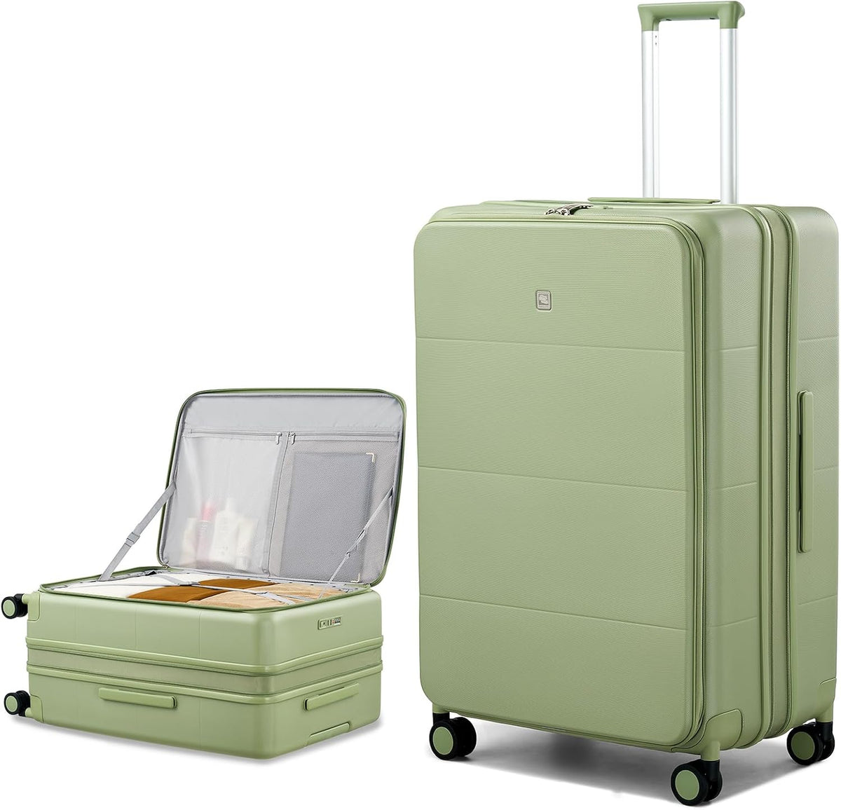 Hardside Expandable Carry On Luggage, 20 Inch Top Opening Trunk Luggages with Spinner Wheels, All-PC Hard Shell Carry-On Suitcase, Lightweight & TSA Airline Approved (Bamboo Green, 46L)