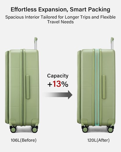 Hardside Expandable Carry On Luggage, 20 Inch Top Opening Trunk Luggages with Spinner Wheels, All-PC Hard Shell Carry-On Suitcase, Lightweight & TSA Airline Approved (Bamboo Green, 46L)