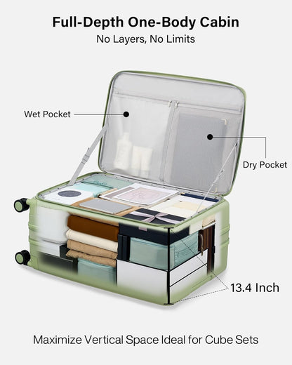 Hardside Expandable Carry On Luggage, 20 Inch Top Opening Trunk Luggages with Spinner Wheels, All-PC Hard Shell Carry-On Suitcase, Lightweight & TSA Airline Approved (Bamboo Green, 46L)