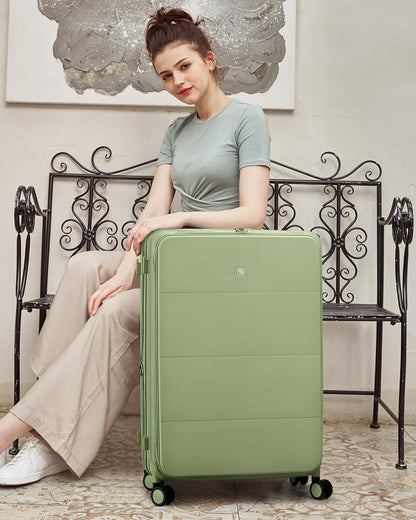 Hardside Expandable Carry On Luggage, 20 Inch Top Opening Trunk Luggages with Spinner Wheels, All-PC Hard Shell Carry-On Suitcase, Lightweight & TSA Airline Approved (Bamboo Green, 46L)