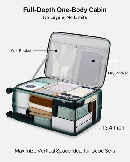 Hardside Expandable Carry On Luggage, 20 Inch Top Opening Trunk Luggages with Spinner Wheels, All-PC Hard Shell Carry-On Suitcase, Lightweight & TSA Airline Approved (Bamboo Green, 46L)