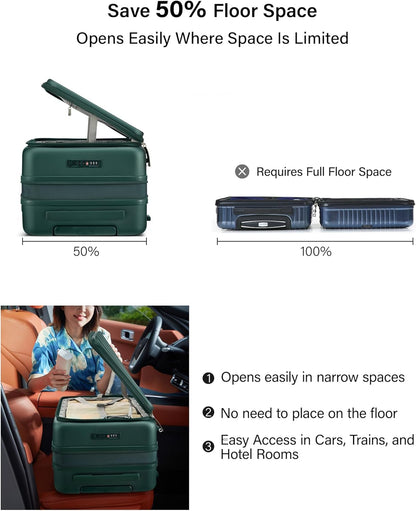 Hardside Expandable Carry On Luggage, 20 Inch Top Opening Trunk Luggages with Spinner Wheels, All-PC Hard Shell Carry-On Suitcase, Lightweight & TSA Airline Approved (Bamboo Green, 46L)