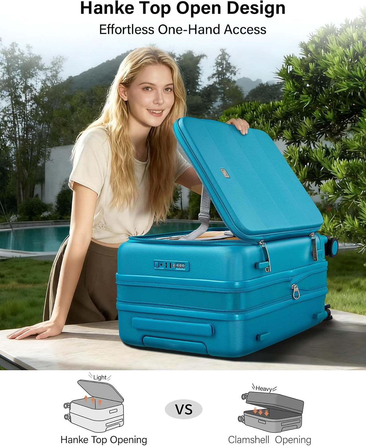 Hardside Expandable Carry On Luggage, 20 Inch Top Opening Trunk Luggages with Spinner Wheels, All-PC Hard Shell Carry-On Suitcase, Lightweight & TSA Airline Approved (Bamboo Green, 46L)