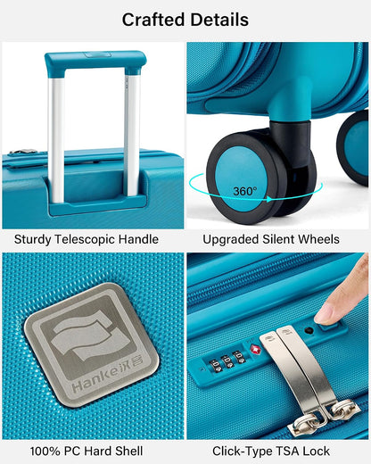 Hardside Expandable Carry On Luggage, 20 Inch Top Opening Trunk Luggages with Spinner Wheels, All-PC Hard Shell Carry-On Suitcase, Lightweight & TSA Airline Approved (Bamboo Green, 46L)