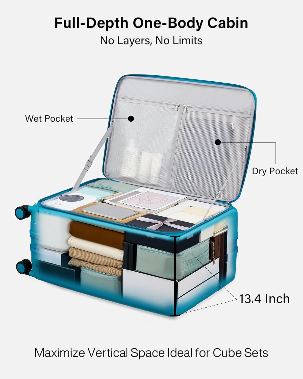 Hardside Expandable Carry On Luggage, 20 Inch Top Opening Trunk Luggages with Spinner Wheels, All-PC Hard Shell Carry-On Suitcase, Lightweight & TSA Airline Approved (Bamboo Green, 46L)
