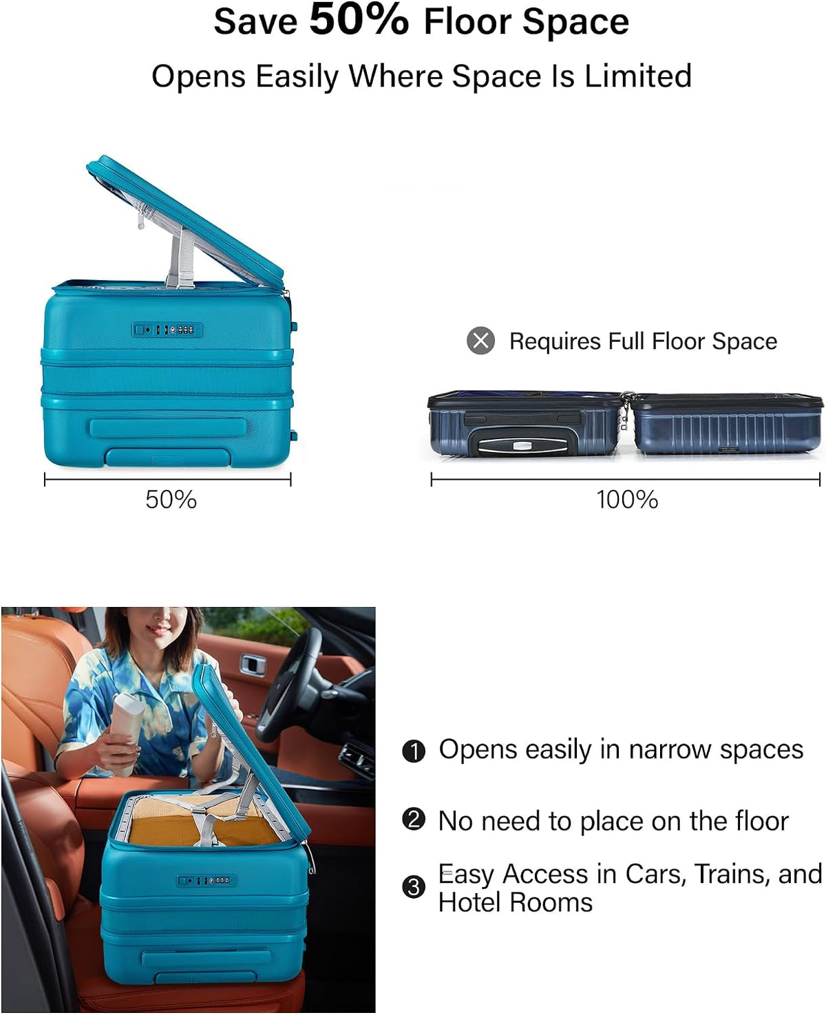 Hardside Expandable Carry On Luggage, 20 Inch Top Opening Trunk Luggages with Spinner Wheels, All-PC Hard Shell Carry-On Suitcase, Lightweight & TSA Airline Approved (Bamboo Green, 46L)
