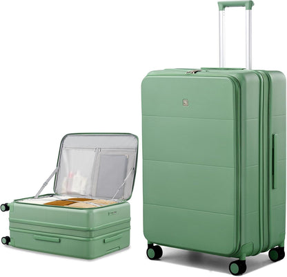 Hardside Expandable Carry On Luggage, 20 Inch Top Opening Trunk Luggages with Spinner Wheels, All-PC Hard Shell Carry-On Suitcase, Lightweight & TSA Airline Approved (Bamboo Green, 46L)