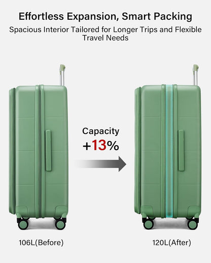 Hardside Expandable Carry On Luggage, 20 Inch Top Opening Trunk Luggages with Spinner Wheels, All-PC Hard Shell Carry-On Suitcase, Lightweight & TSA Airline Approved (Bamboo Green, 46L)