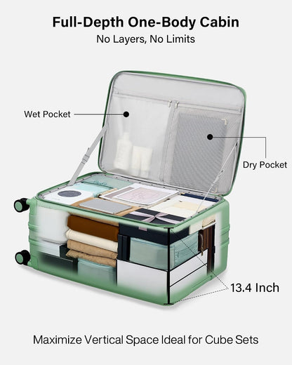 Hardside Expandable Carry On Luggage, 20 Inch Top Opening Trunk Luggages with Spinner Wheels, All-PC Hard Shell Carry-On Suitcase, Lightweight & TSA Airline Approved (Bamboo Green, 46L)