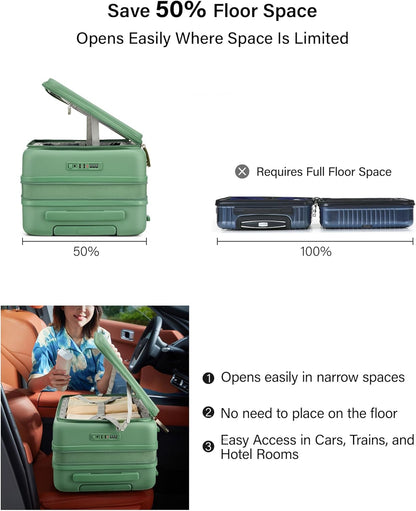 Hardside Expandable Carry On Luggage, 20 Inch Top Opening Trunk Luggages with Spinner Wheels, All-PC Hard Shell Carry-On Suitcase, Lightweight & TSA Airline Approved (Bamboo Green, 46L)