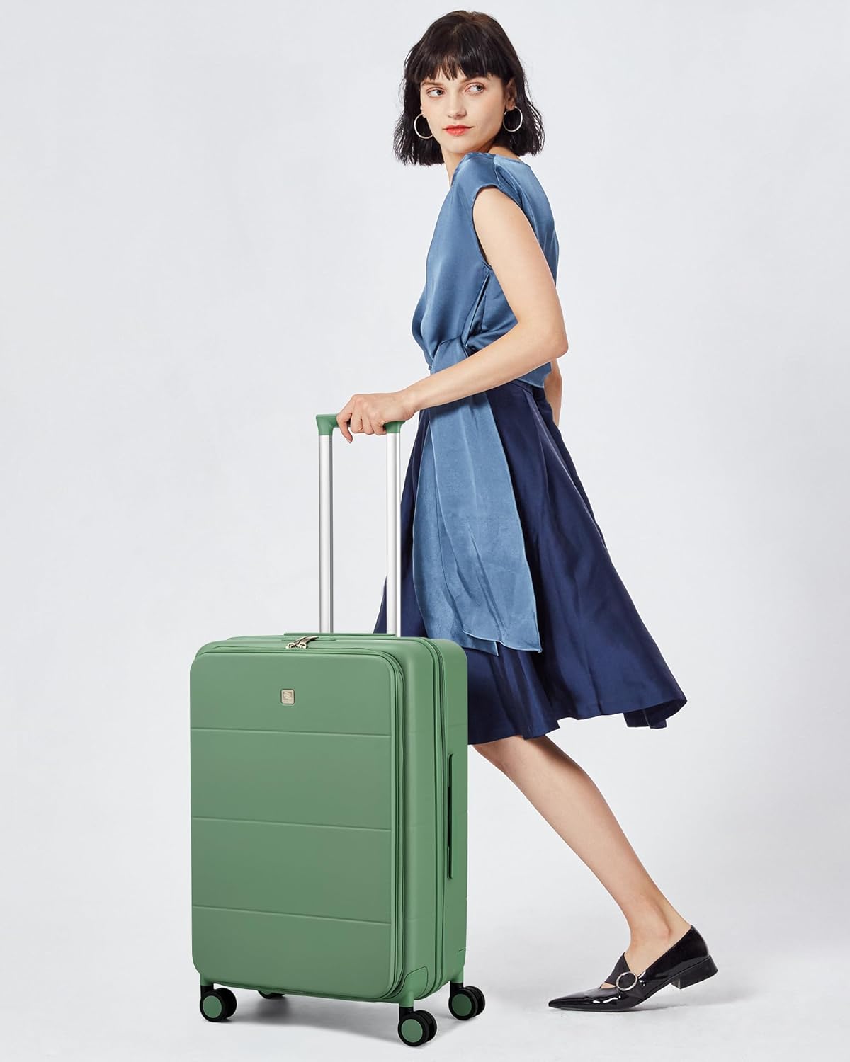Hardside Expandable Carry On Luggage, 20 Inch Top Opening Trunk Luggages with Spinner Wheels, All-PC Hard Shell Carry-On Suitcase, Lightweight & TSA Airline Approved (Bamboo Green, 46L)