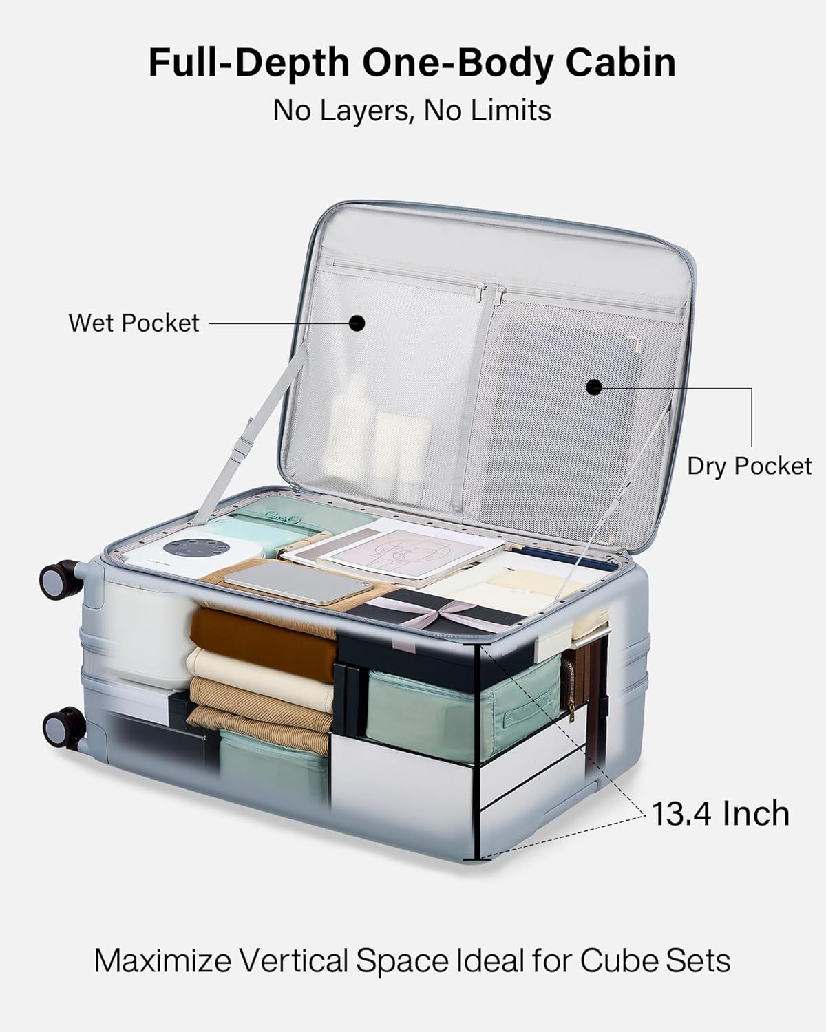 Hardside Expandable Carry On Luggage, 20 Inch Top Opening Trunk Luggages with Spinner Wheels, All-PC Hard Shell Carry-On Suitcase, Lightweight & TSA Airline Approved (Bamboo Green, 46L)