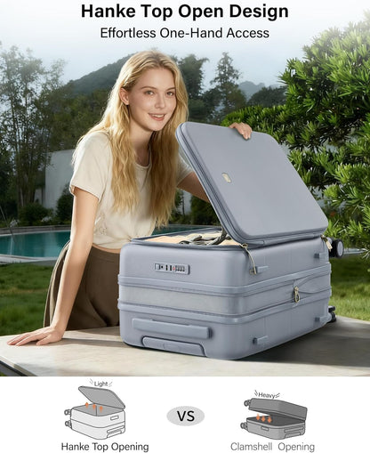 Hardside Expandable Carry On Luggage, 20 Inch Top Opening Trunk Luggages with Spinner Wheels, All-PC Hard Shell Carry-On Suitcase, Lightweight & TSA Airline Approved (Bamboo Green, 46L)