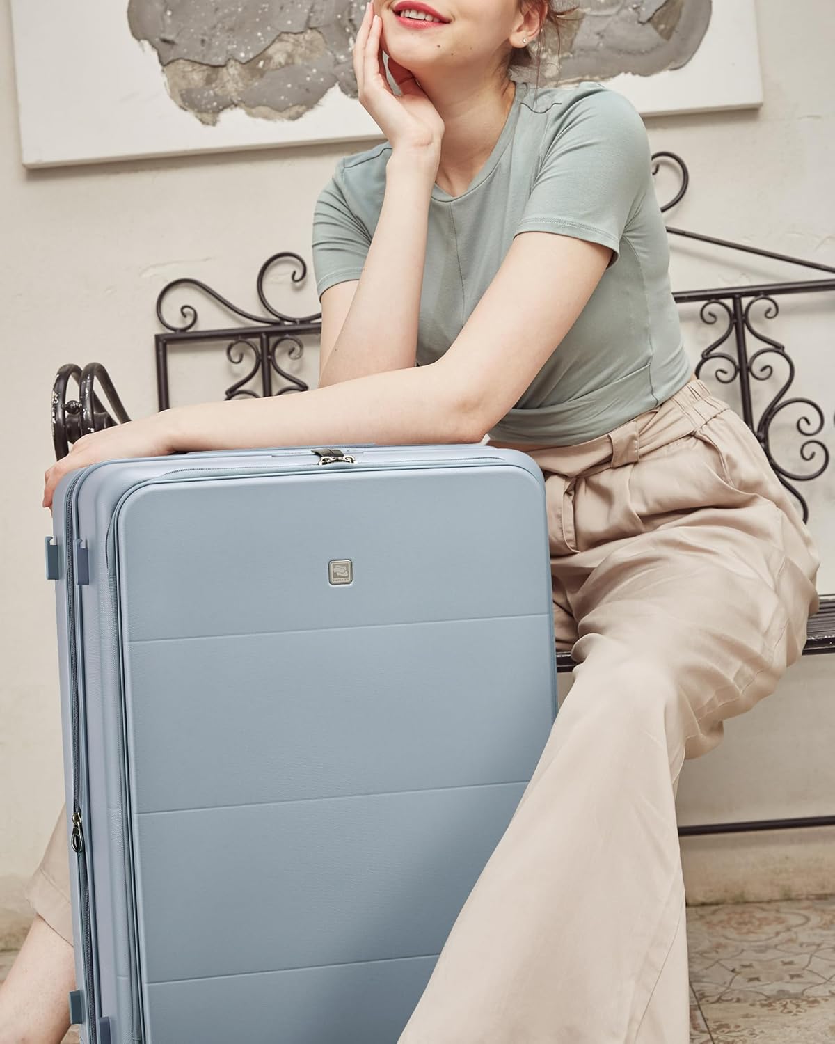 Hardside Expandable Carry On Luggage, 20 Inch Top Opening Trunk Luggages with Spinner Wheels, All-PC Hard Shell Carry-On Suitcase, Lightweight & TSA Airline Approved (Bamboo Green, 46L)