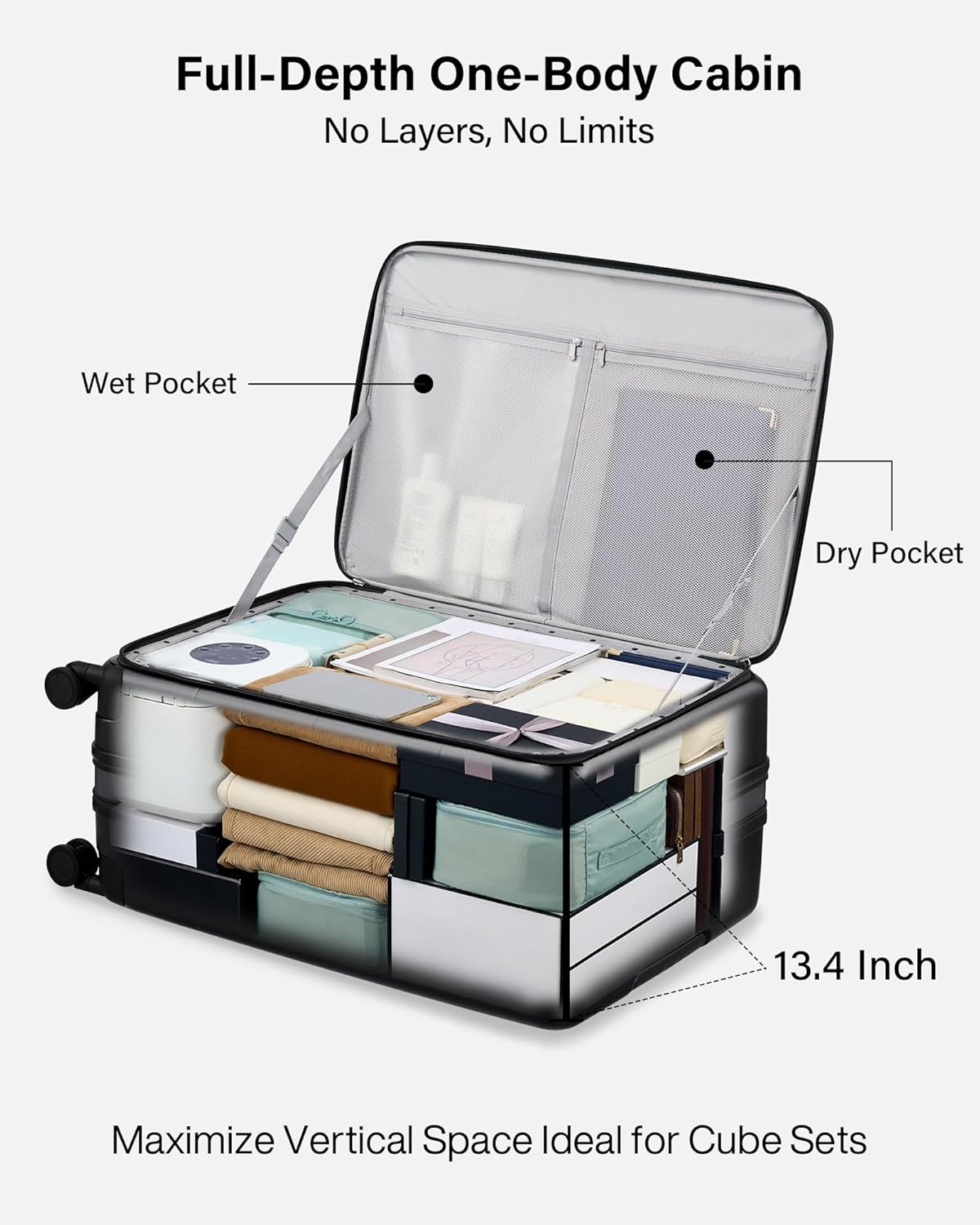 Hardside Expandable Carry On Luggage, 20 Inch Top Opening Trunk Luggages with Spinner Wheels, All-PC Hard Shell Carry-On Suitcase, Lightweight & TSA Airline Approved (Bamboo Green, 46L)
