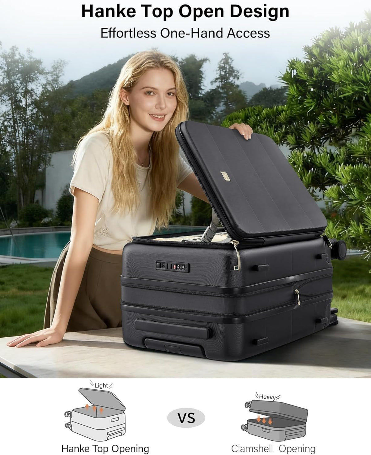 Hardside Expandable Carry On Luggage, 20 Inch Top Opening Trunk Luggages with Spinner Wheels, All-PC Hard Shell Carry-On Suitcase, Lightweight & TSA Airline Approved (Bamboo Green, 46L)