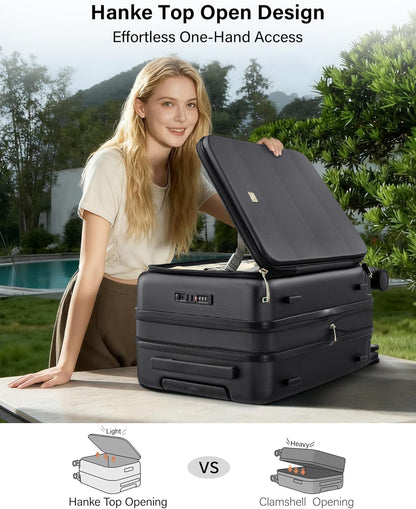 Hardside Expandable Carry On Luggage, 20 Inch Top Opening Trunk Luggages with Spinner Wheels, All-PC Hard Shell Carry-On Suitcase, Lightweight & TSA Airline Approved (Bamboo Green, 46L)