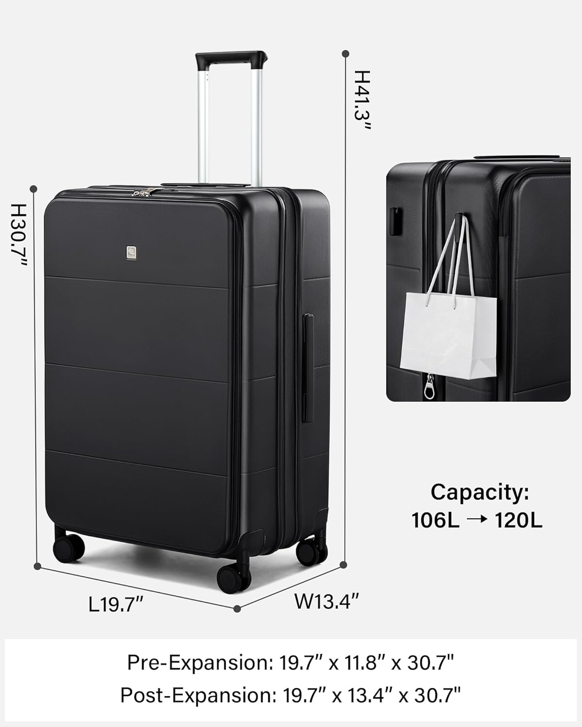 Hardside Expandable Carry On Luggage, 20 Inch Top Opening Trunk Luggages with Spinner Wheels, All-PC Hard Shell Carry-On Suitcase, Lightweight & TSA Airline Approved (Bamboo Green, 46L)