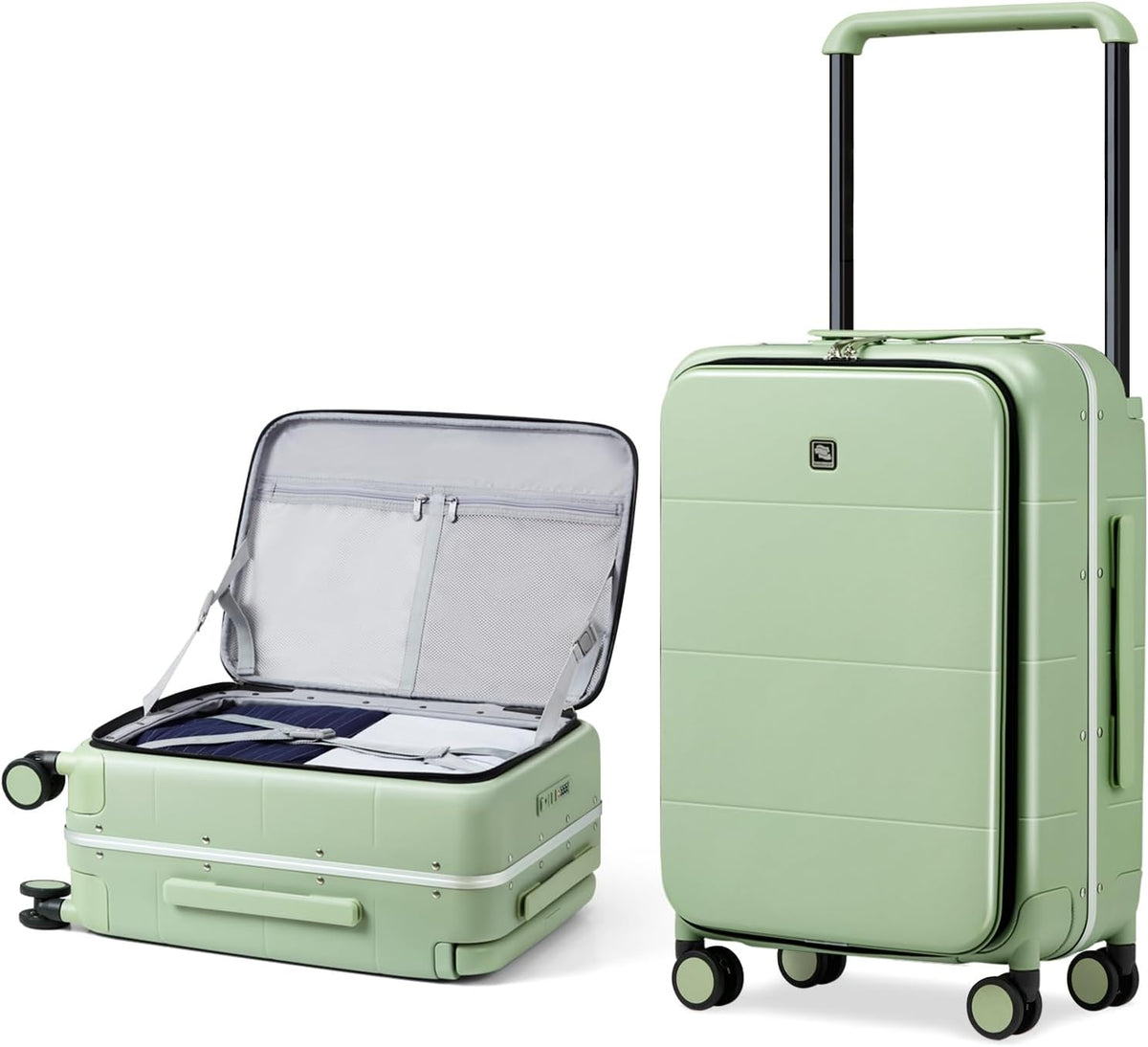 Hardside Expandable Carry On Luggage, 20 Inch Top Opening Trunk Luggages with Spinner Wheels, All-PC Hard Shell Carry-On Suitcase, Lightweight & TSA Airline Approved (Bamboo Green, 46L)