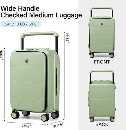 Hardside Expandable Carry On Luggage, 20 Inch Top Opening Trunk Luggages with Spinner Wheels, All-PC Hard Shell Carry-On Suitcase, Lightweight & TSA Airline Approved (Bamboo Green, 46L)