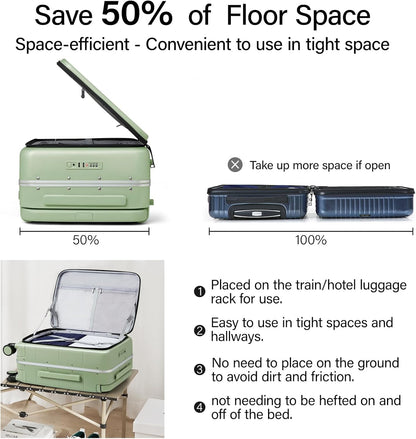 Hardside Expandable Carry On Luggage, 20 Inch Top Opening Trunk Luggages with Spinner Wheels, All-PC Hard Shell Carry-On Suitcase, Lightweight & TSA Airline Approved (Bamboo Green, 46L)