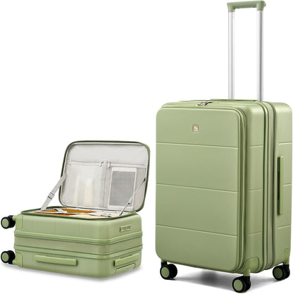 Hardside Expandable Carry On Luggage, 20 Inch Top Opening Trunk Luggages with Spinner Wheels, All-PC Hard Shell Carry-On Suitcase, Lightweight & TSA Airline Approved (Bamboo Green, 46L)