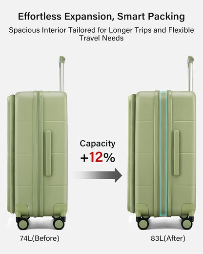 Hardside Expandable Carry On Luggage, 20 Inch Top Opening Trunk Luggages with Spinner Wheels, All-PC Hard Shell Carry-On Suitcase, Lightweight & TSA Airline Approved (Bamboo Green, 46L)